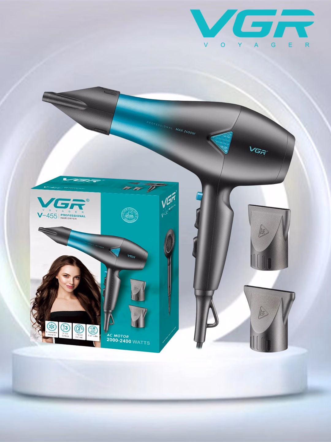 VGR V-455 Professional fen: Potent 2400W oqi uzgich