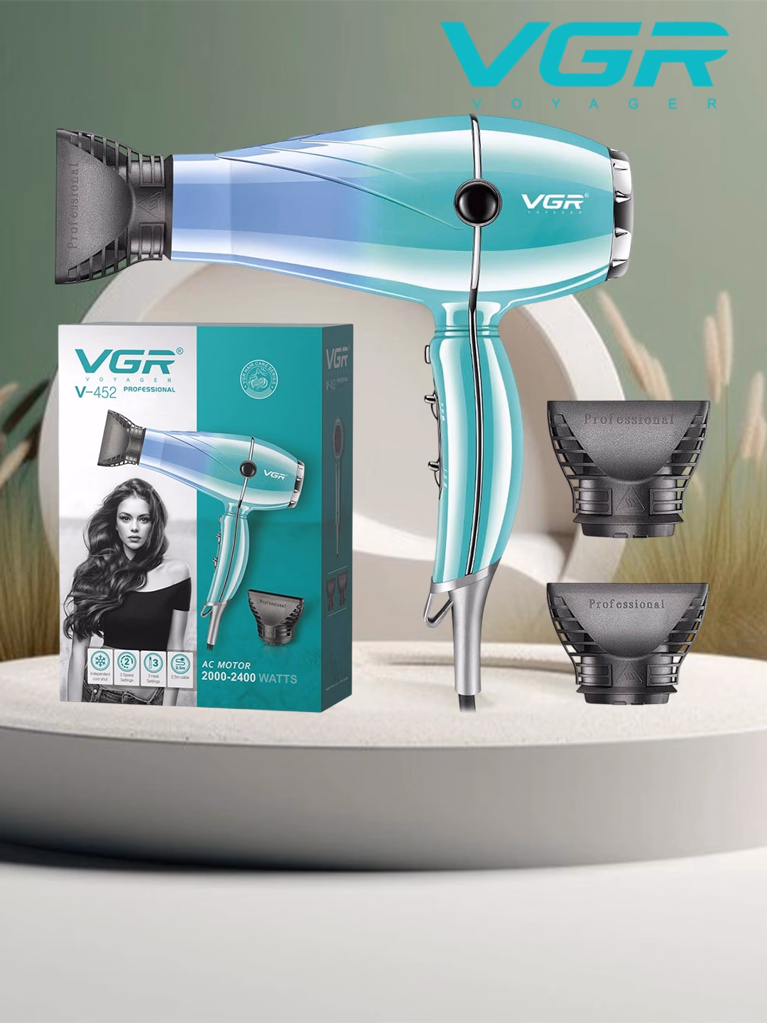 VGR V-452 Professional Fen, 2400W Quvvatli Suv, Soch Uchun