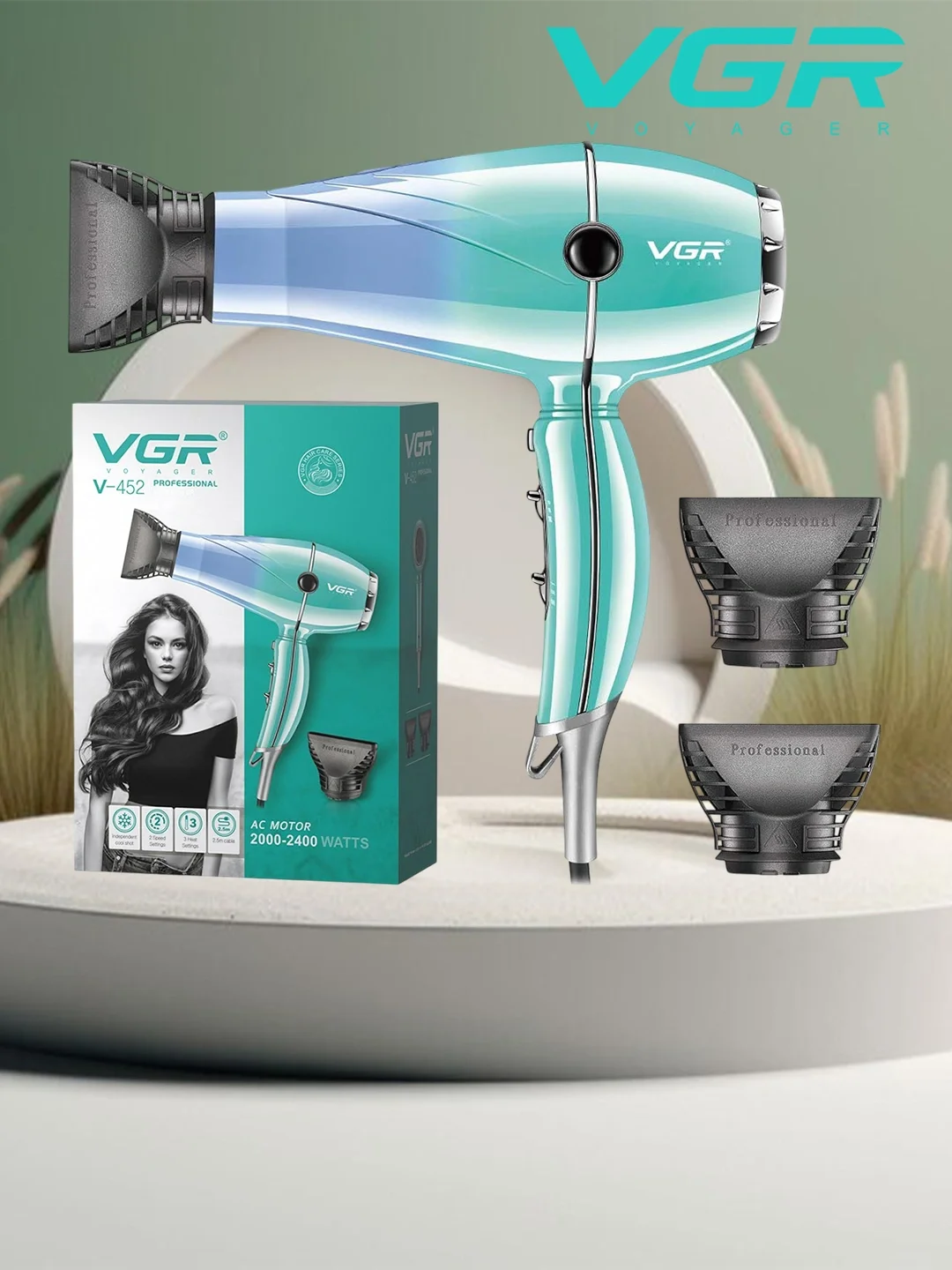 VGR V-452 Professional Fen, 2400W Quvvatli Suv, Soch Uchun - Asosiy rasm