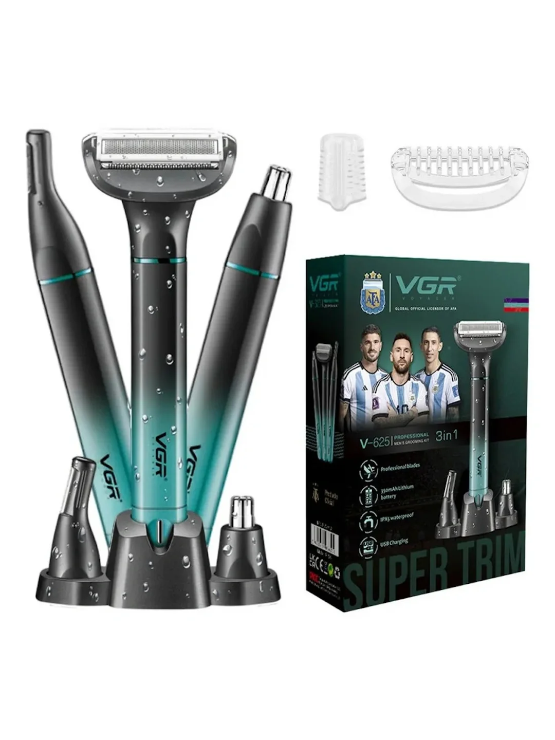 VGR V-625 Trimmer 3-v-1: USB, 60 daq, Professional Pichoqlar, Stand bilan - Asosiy rasm