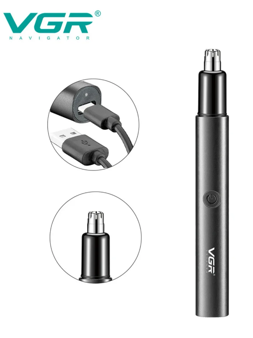 VGR V-615 Burun va Quloq Trimmeri, USB Quvvatlanadigan Zanglamas Po'lat