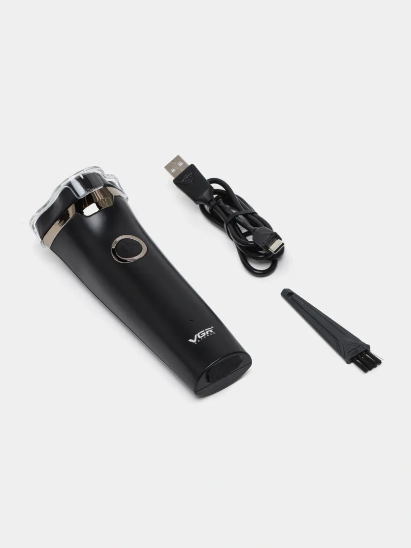 VGR V-319 Ustara, 3 qirrali zanglamas po'lat, USB zaryadli, quruq va ho'l soqol olish uchun
