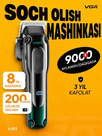VGR V-013 Professional Soch Olish Mashinasi, 200 Dk Ishlash Muddati va Displayli