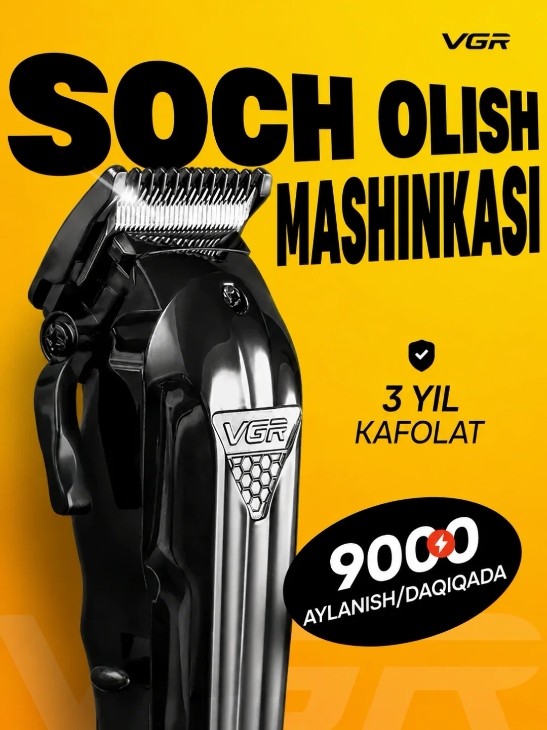 VGR V-013 Professional Soch Olish Mashinasi, 200 Dk Ishlash Muddati va Displayli - 4