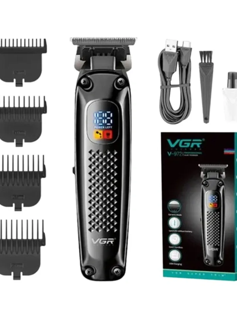 VGR V-972 Professional Soqol Trimmeri, Akkumulyatorli, Po'lat Pichoq