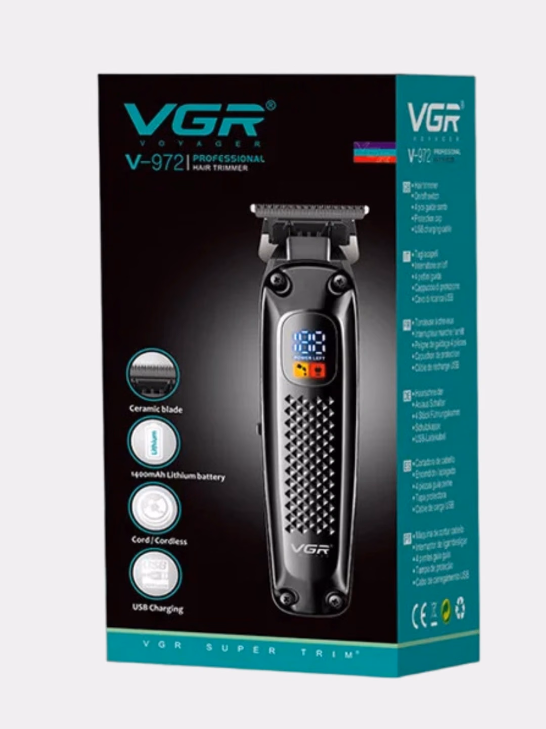 VGR V-972 Professional Soqol Trimmeri, Akkumulyatorli, Po'lat Pichoq - 5