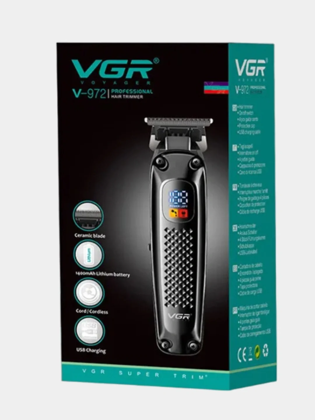 VGR V-972 Professional Soqol Trimmeri, Akkumulyatorli, Po'lat Pichoq - 5