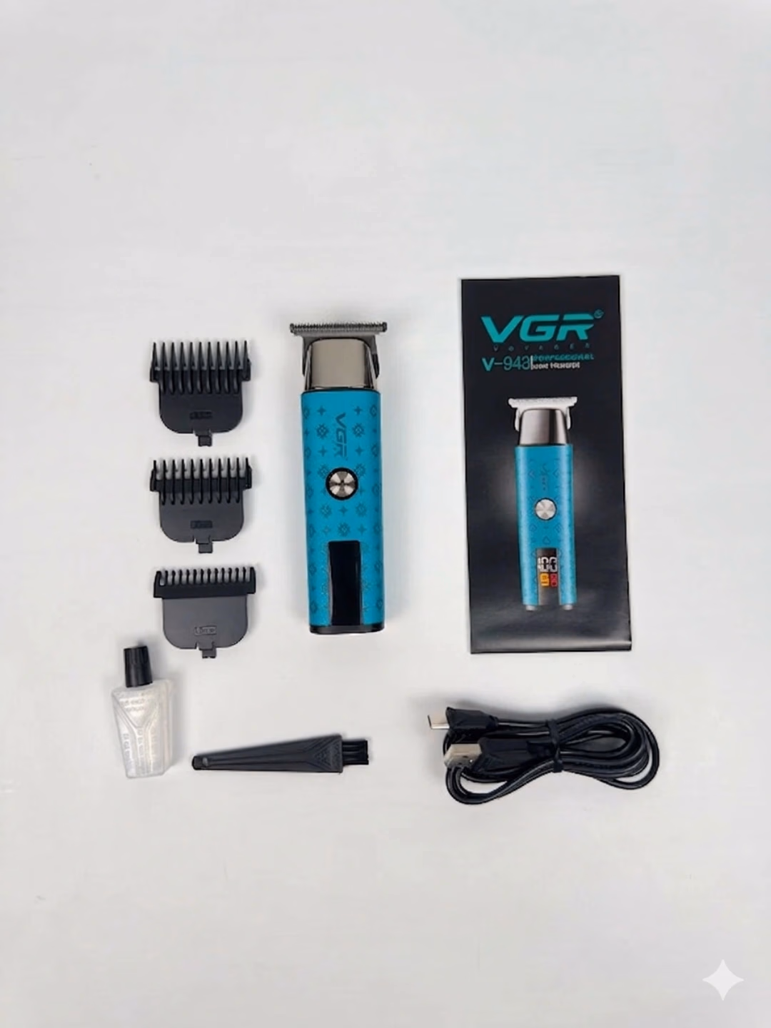VGR V-943 Professional Trimmer, Zanglamaydigan Po'lat va Lityum Batareya - 3