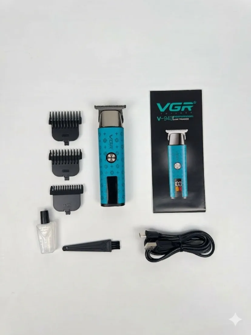VGR V-943 Professional Trimmer, Zanglamaydigan Po'lat va Lityum Batareya