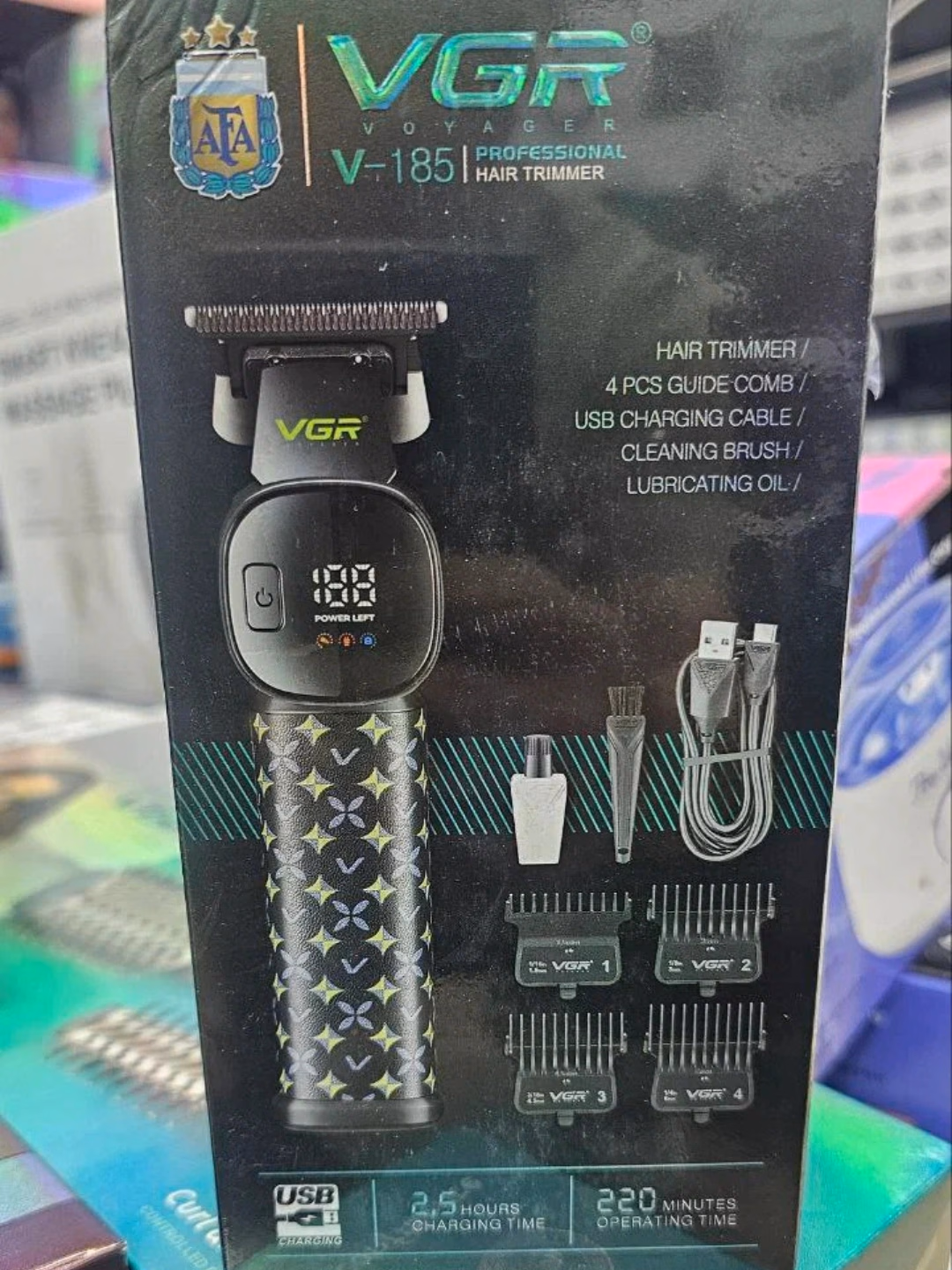 VGR V-185 trimeri, zanglamaydigan po'lat, 220 daqiqa ishlash, USB zaryadlanadigan