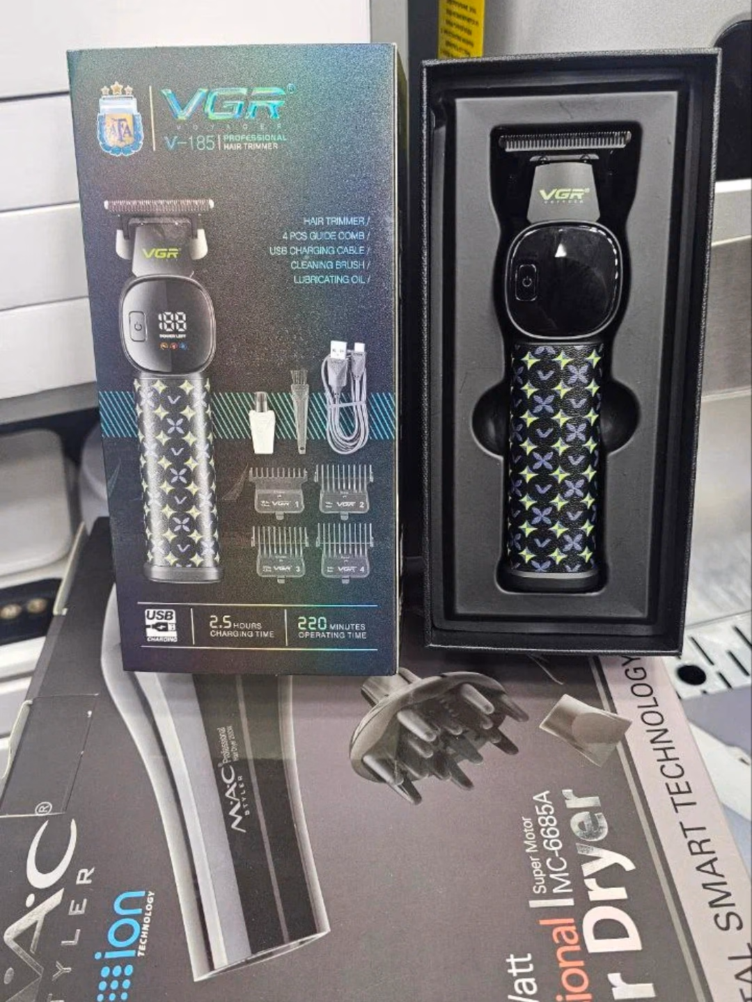 VGR V-185 trimeri, zanglamaydigan po'lat, 220 daqiqa ishlash, USB zaryadlanadigan - 5
