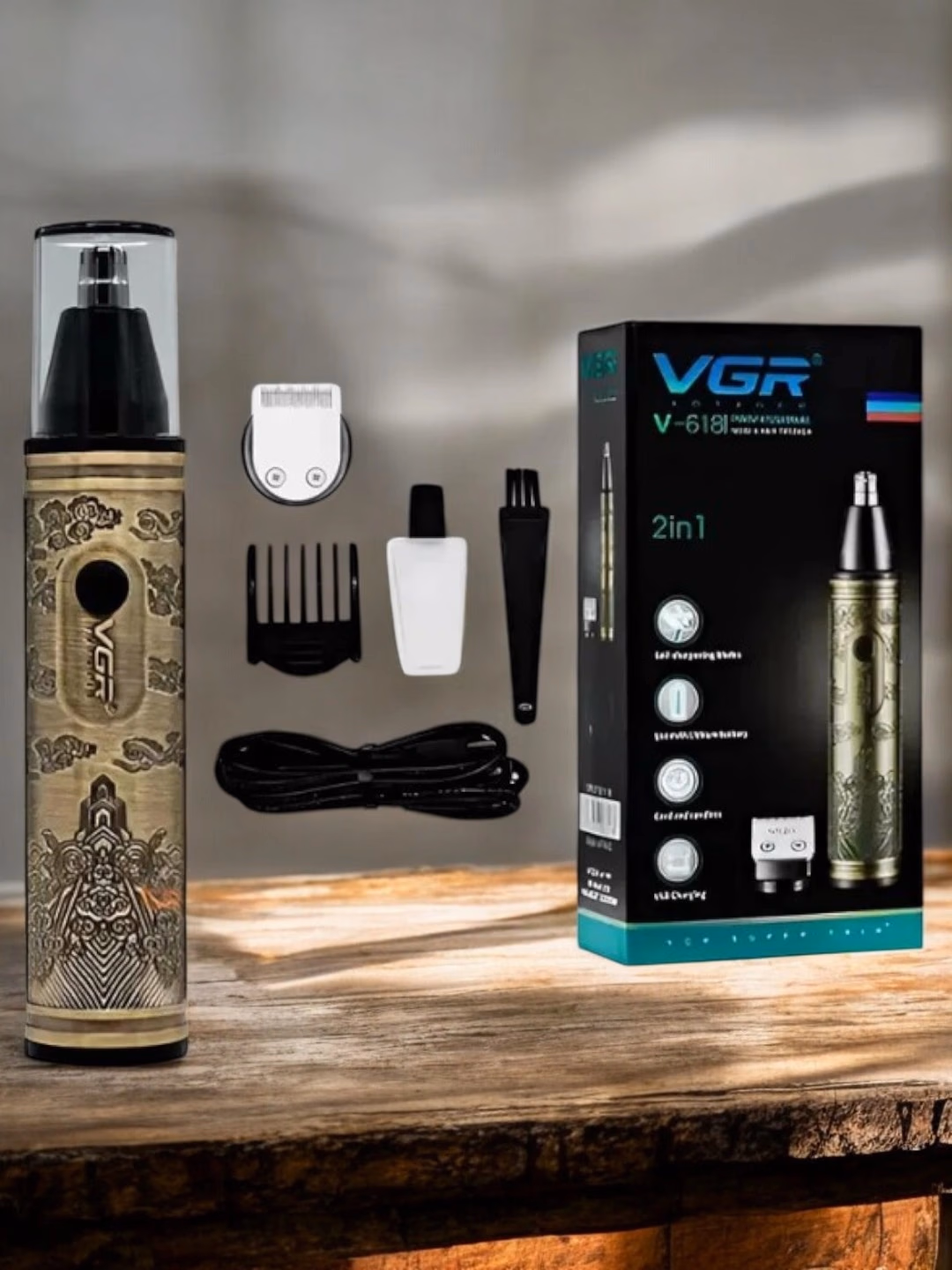 VGR V-618 Simsiz Professional Trimmer. Aqlli va aniq so'lg'ish uchun. Tez va qulay ishlatish.