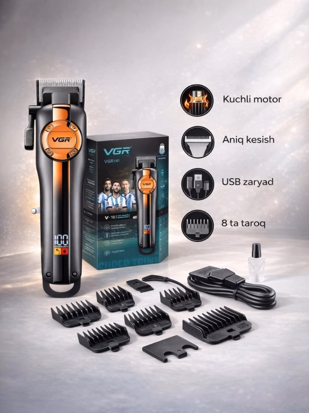 VGR V-141 Eraklar trimmeri: keramik pichoq, 250 daq. USB zaryad - 3