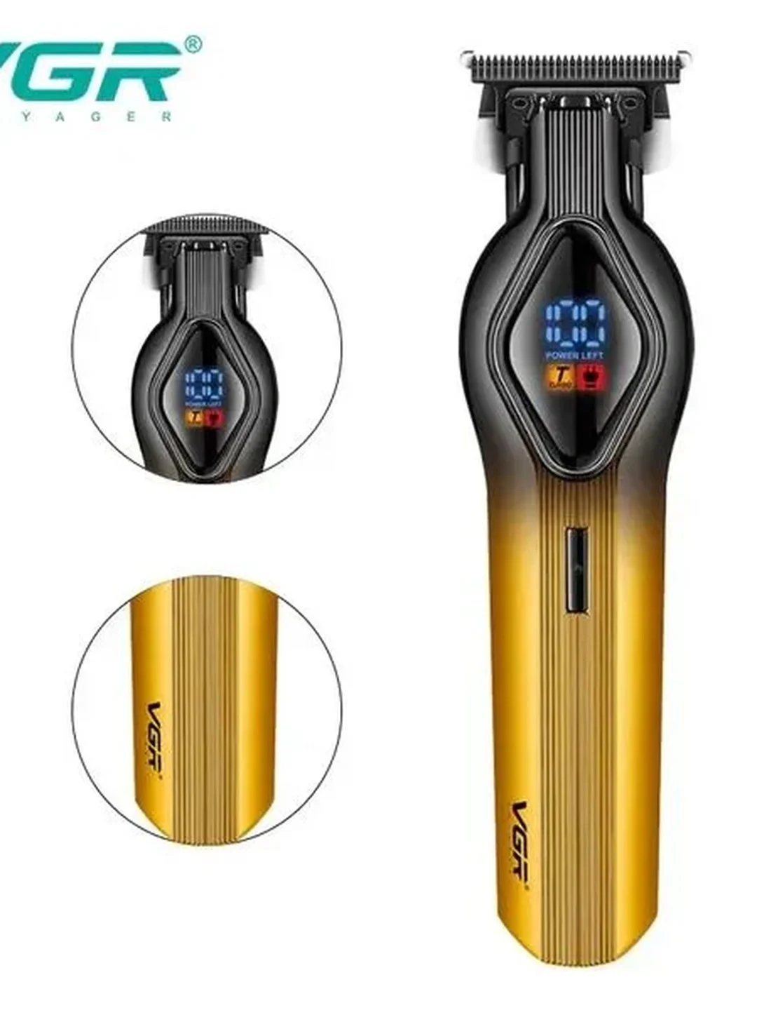 VGR V-921 Trimmer: 1200mAh batareya, USB zaryadlovich, professional soch olish mashinkasi - 3
