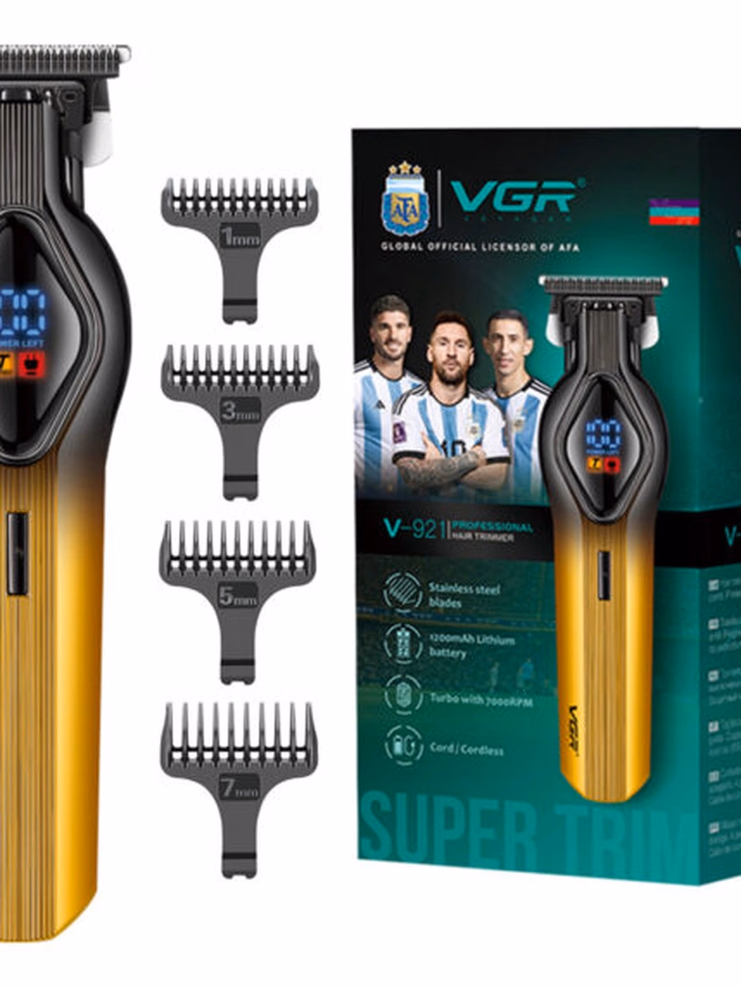VGR V-921 Trimmer: 1200mAh batareya, USB zaryadlovich, professional soch olish mashinkasi - 5
