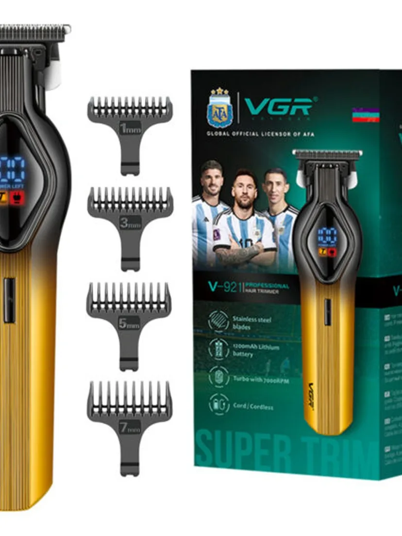 VGR V-921 Trimmer: 1200mAh batareya, USB zaryadlovich, professional soch olish mashinkasi