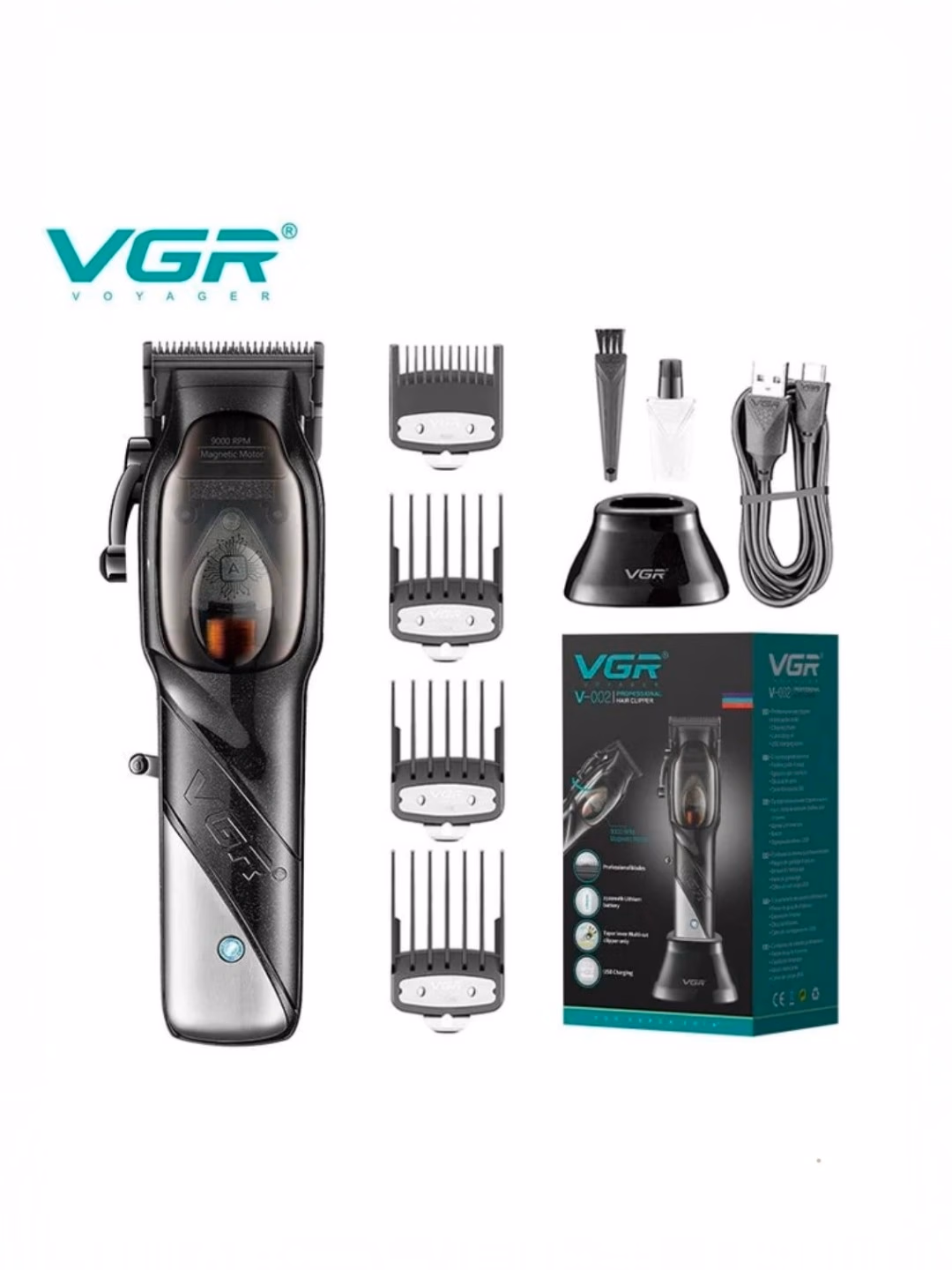 VGR V-002 Simsiz Trimmer: Soch va Soqol Uchun Professional Qurilma - 3