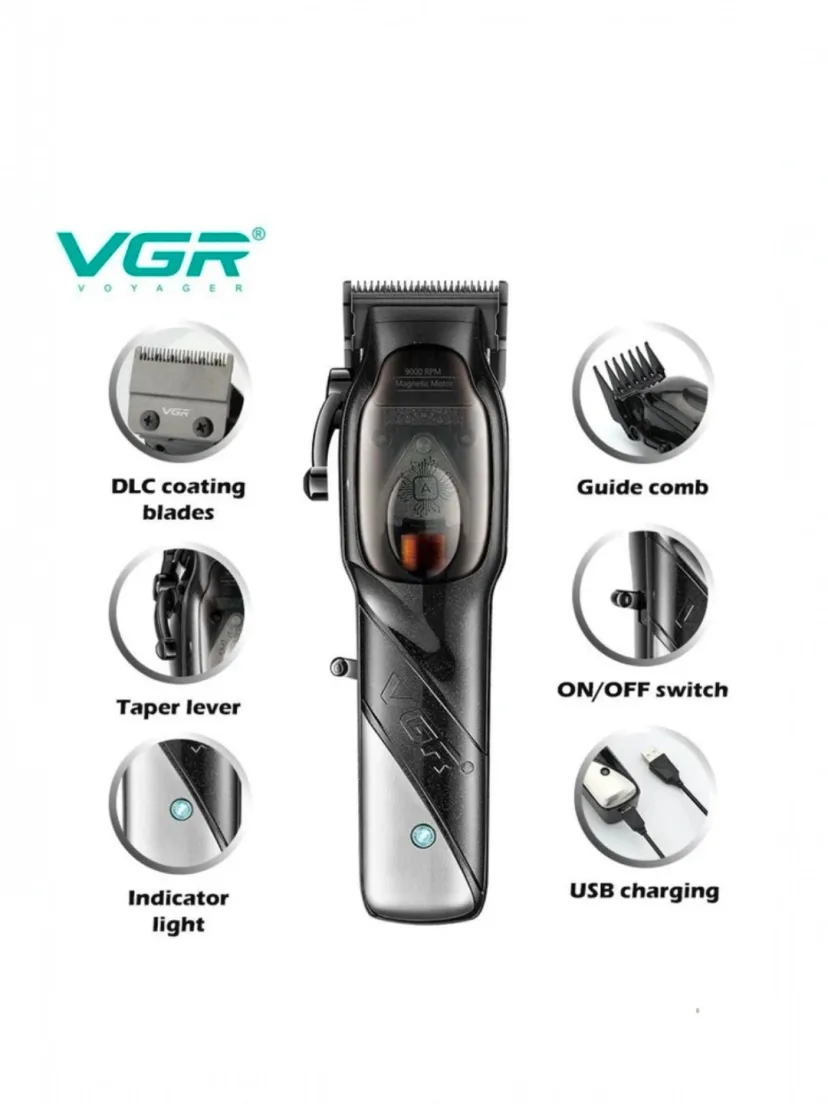 VGR V-002 Simsiz Trimmer: Soch va Soqol Uchun Professional Qurilma