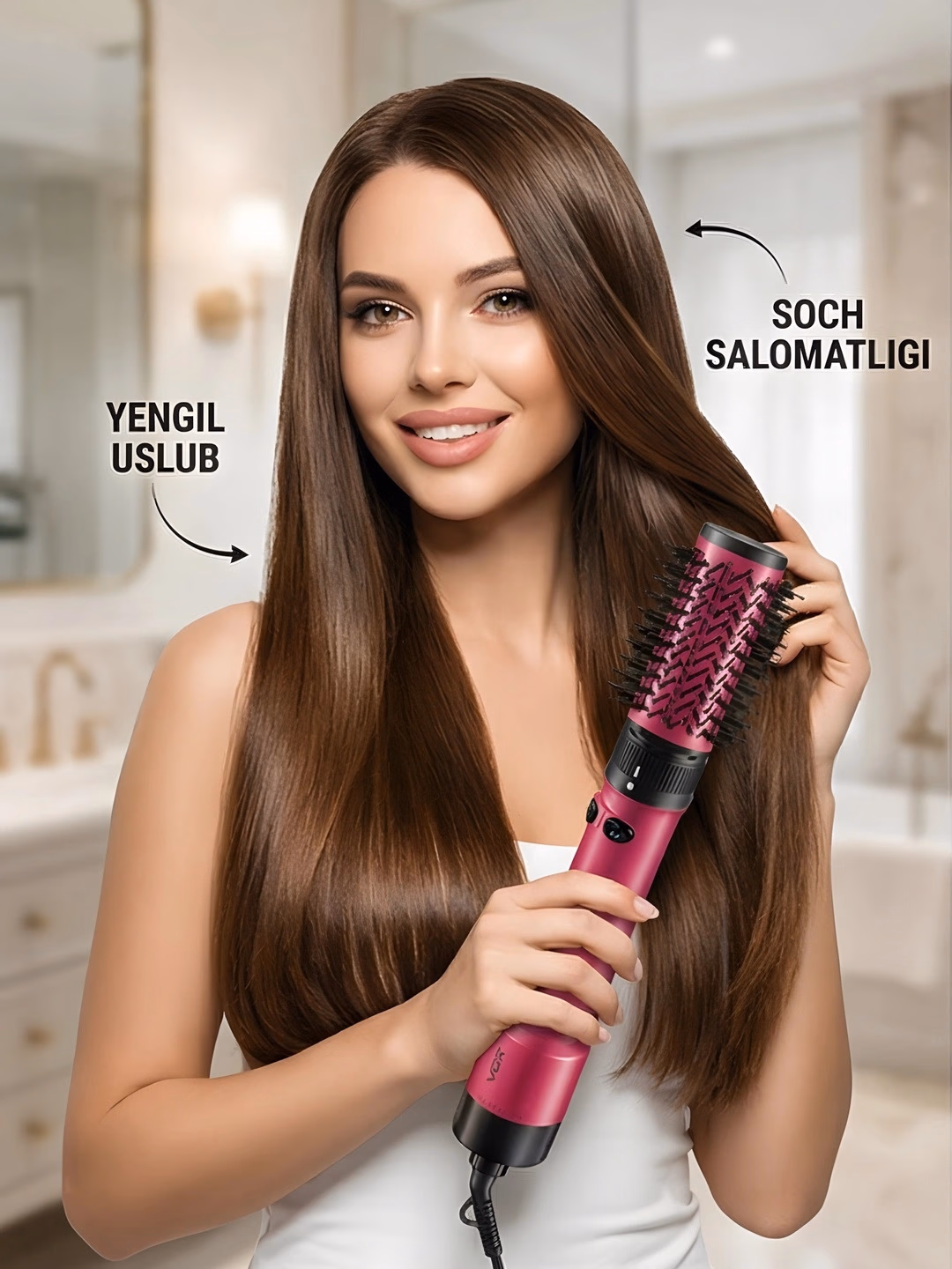 VGR V-480 soch fen cho'tkasi (2v1), keramik ionli qoplamali, 1800W