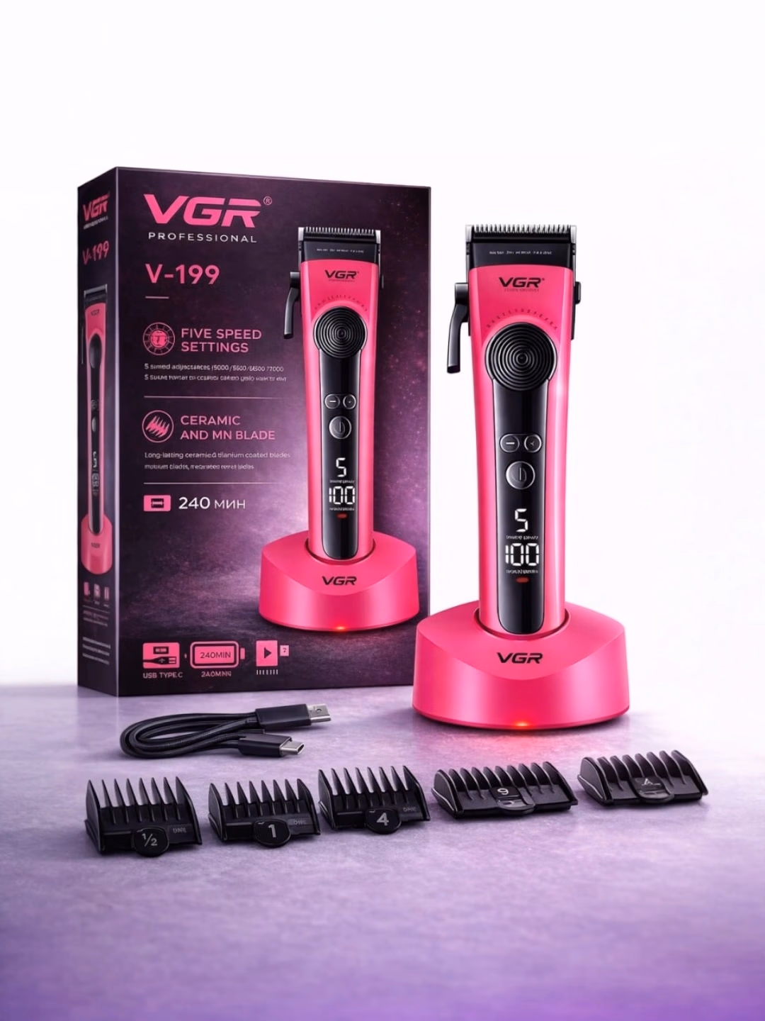 VGR V-199 trimer, keramika-titan pichoqlar, USB-C zaryadka - 2