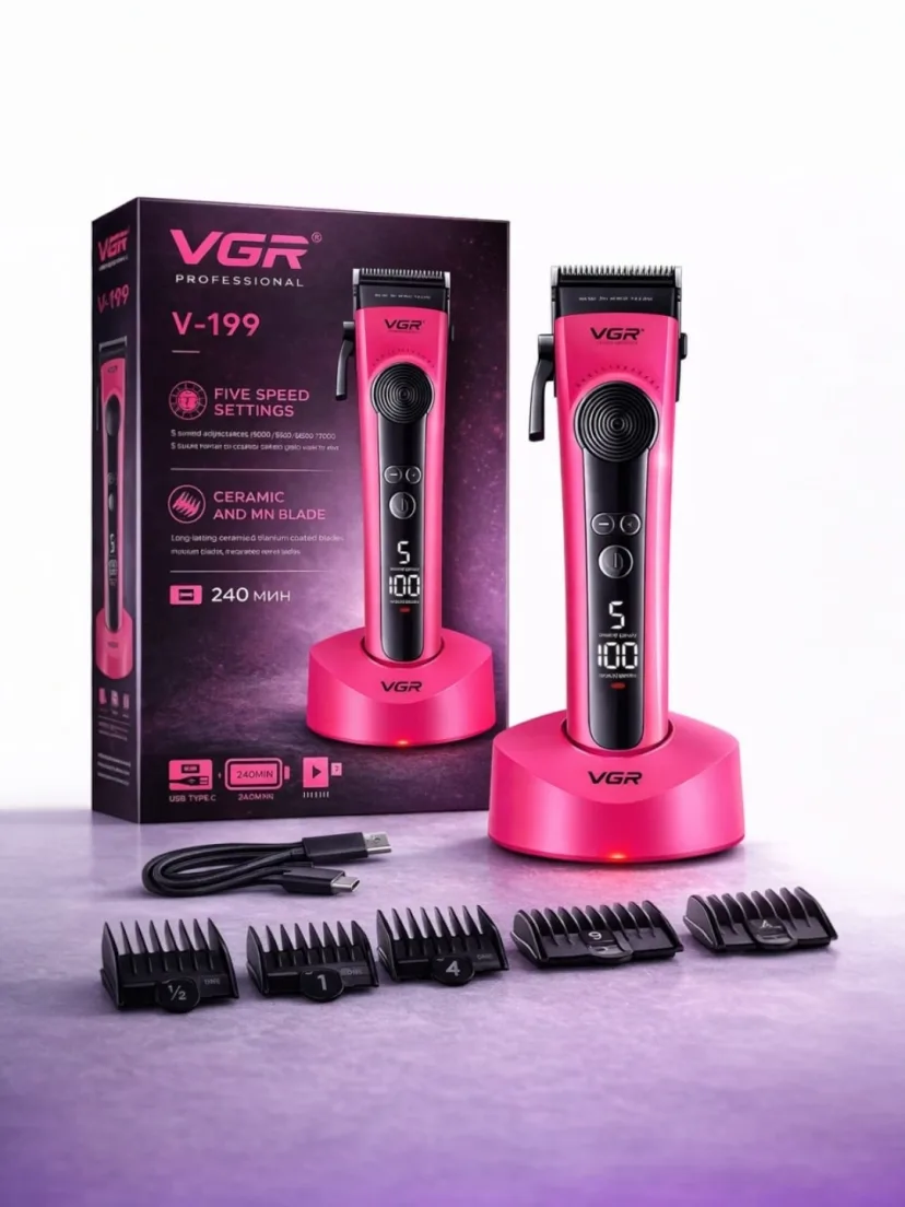 VGR V-199 trimer, keramika-titan pichoqlar, USB-C zaryadka