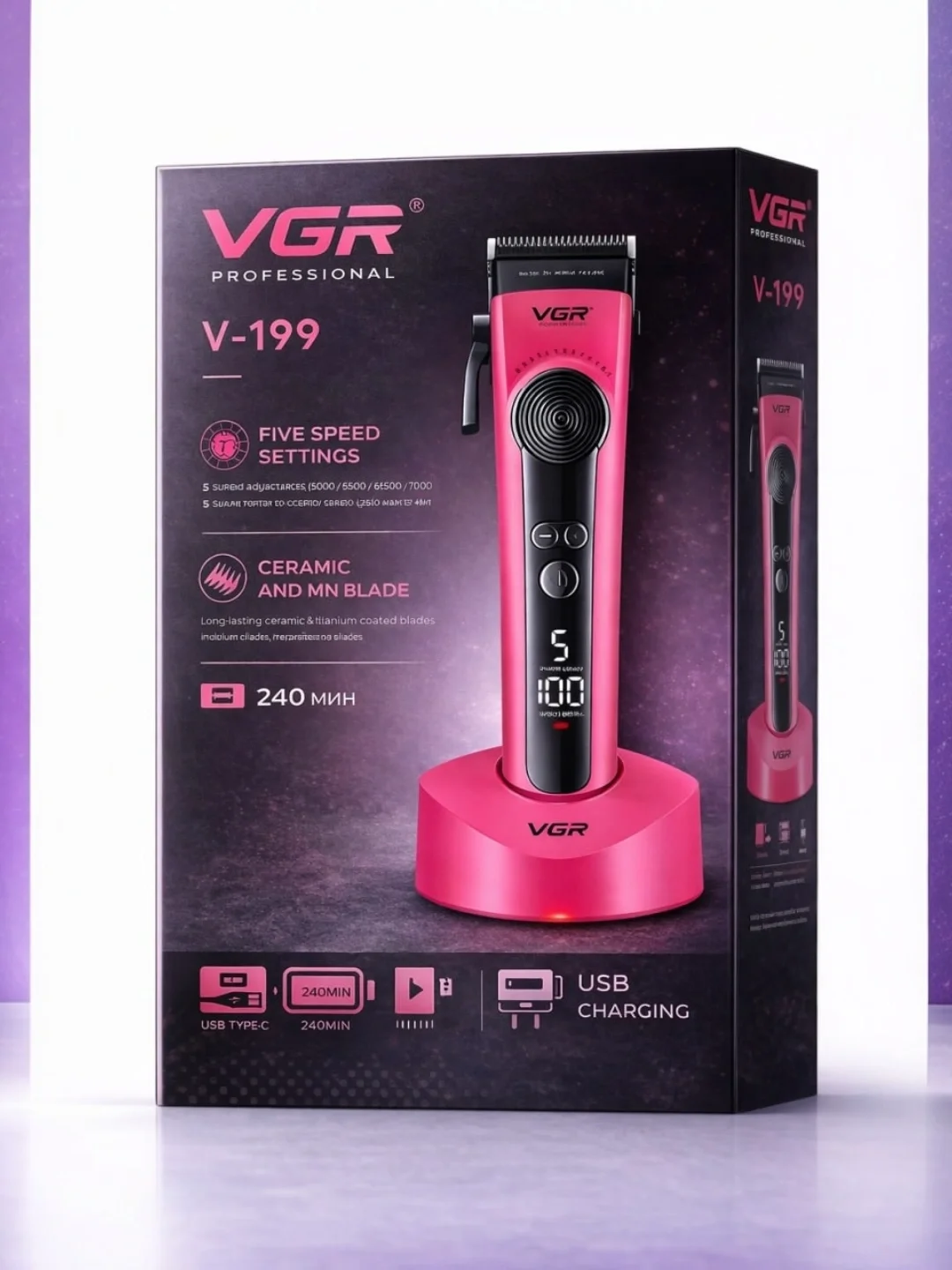 VGR V-199 триммер, керамико-титан, USB-зарядка - 3