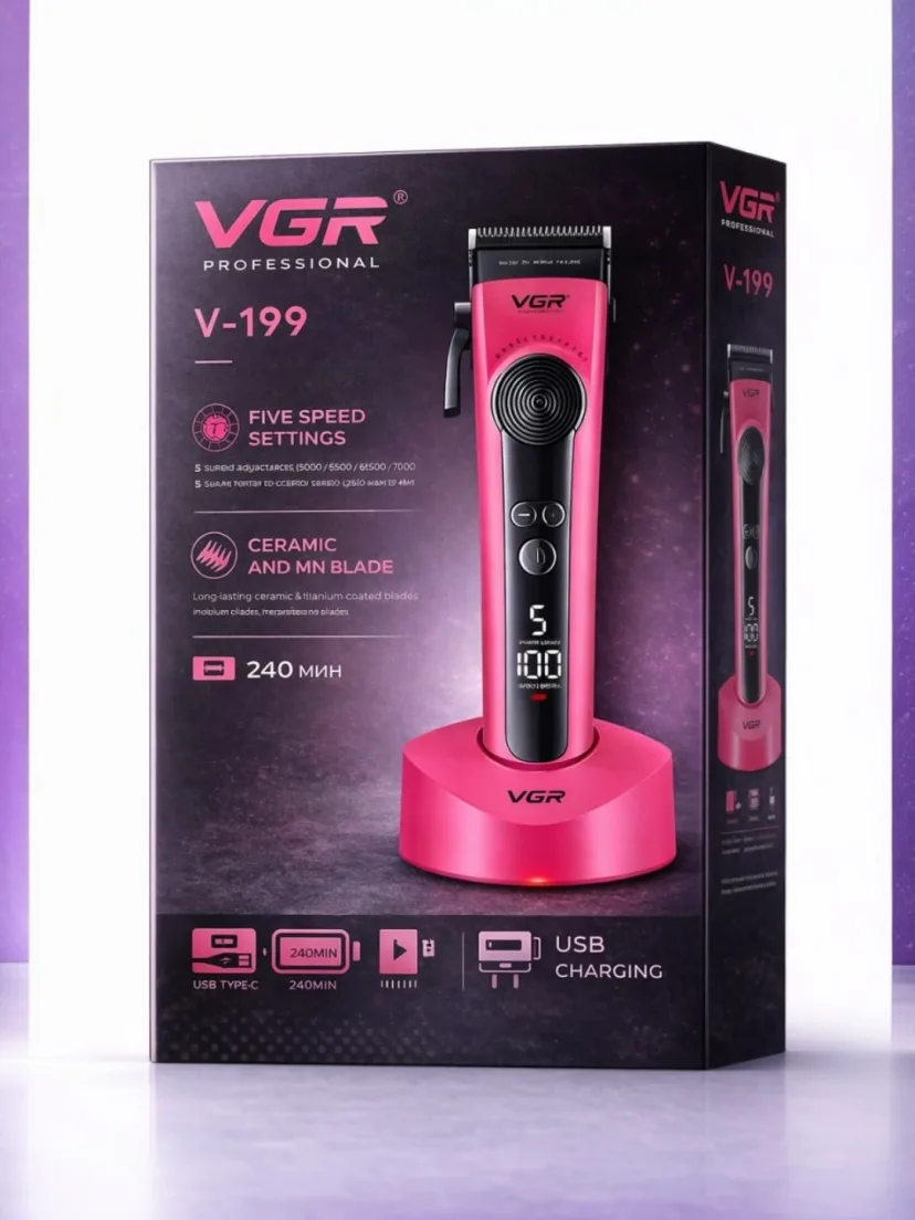 VGR V-199 trimer, keramika-titan pichoqlar, USB-C zaryadka