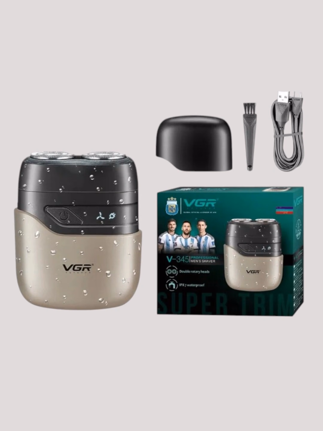 VGR V-345 Elektr Ustara: IPX7 Simsiz, Nam va Quruq Soqol olish uchun - 6