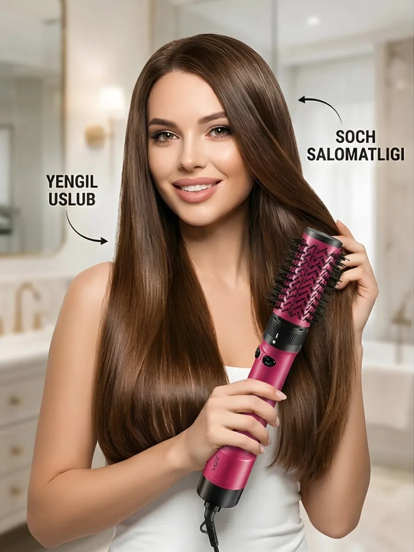 VGR V-480 soch fen cho'tkasi (2v1), keramik ionli qoplamali, 1800W