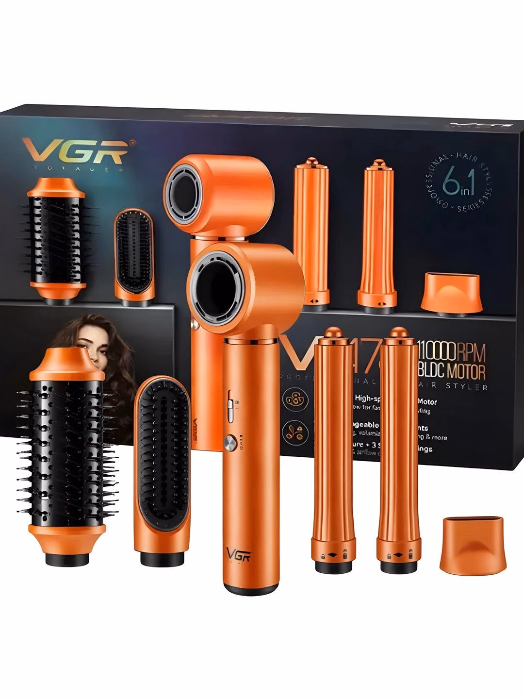 VGR V-478 Fan Styler 5v1: 11000 RPM Motor, Javonalik va Taxlash Uchun - 3