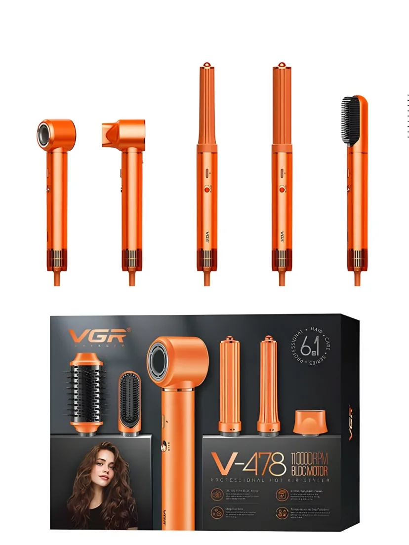 VGR V-478 Fan Styler 5v1: 11000 RPM Motor, Javonalik va Taxlash Uchun
