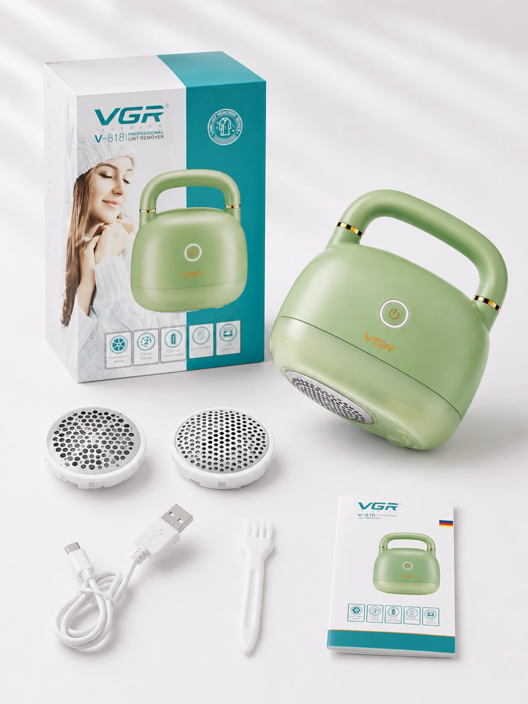 VGR V-818 professional katik o'chiruvchi mashinka, 1200mAh USB, 6 pichoq - 2
