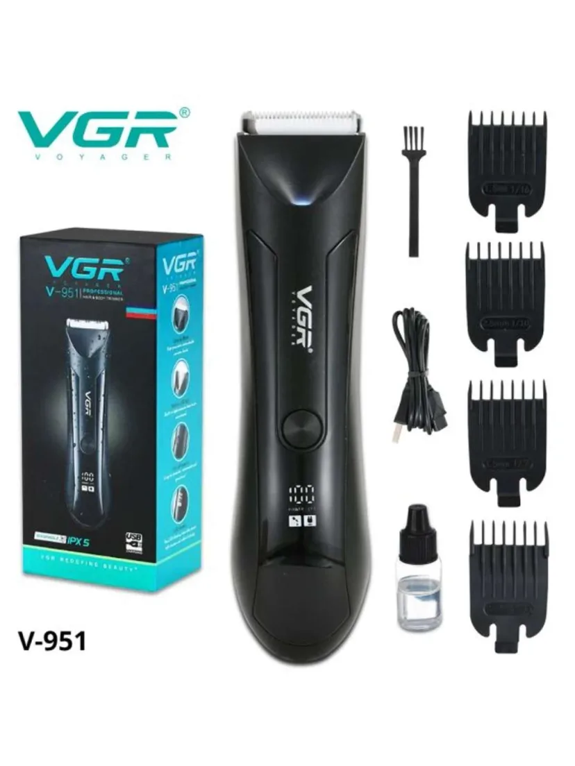 VGR V-951 Butun tana uchun suv o‘tkazmaydigan trimmer, LED displeyli