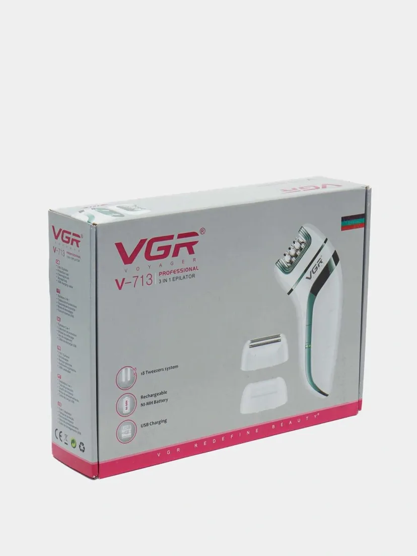VGR V-713 ayollar uchun 3v1 epilator, akkumulyatorli
