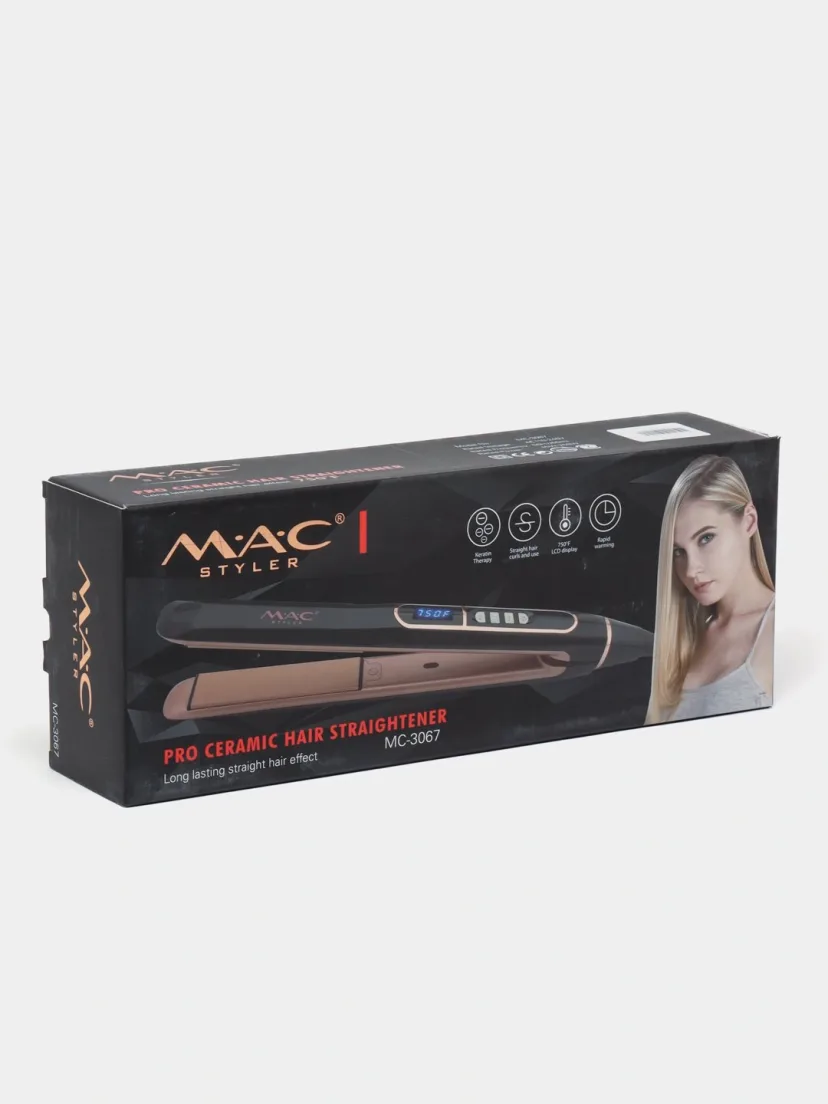 M·A·C STYLER MC-3067: Titan qoplamali professional soch to'g'rilagich, qovuruvchi
