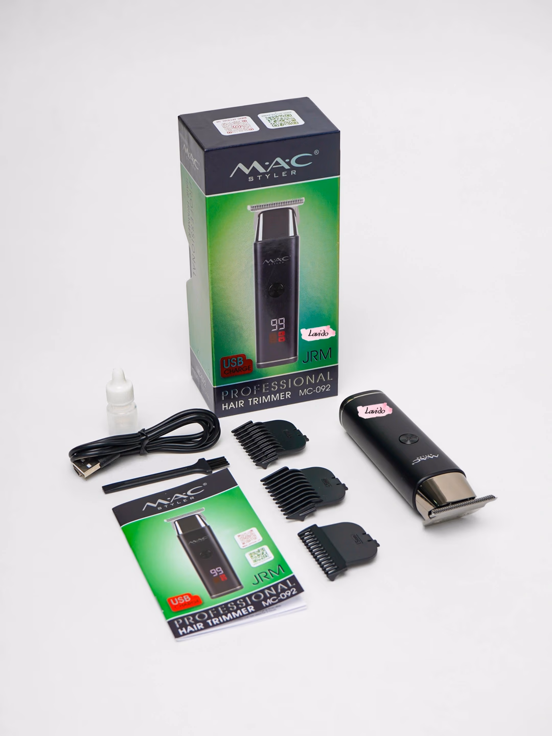 M·A·C STYLER MC-092 Simsiz Soch Mashinasi, LED displeyli Soqol Trimmeri - 6