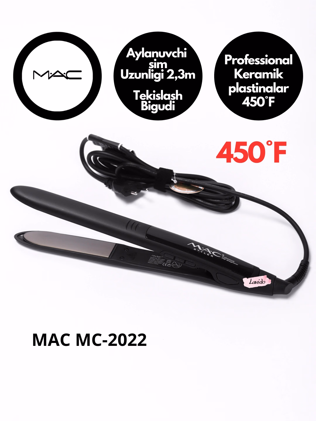 MAC STYLER MC-2022 LCD displeyli soch tekislovchi dazmol - 2