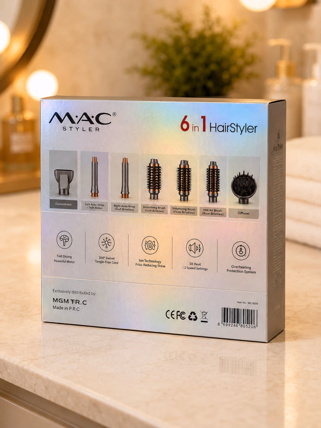 M·A·C STYLER MC-6169 6 in 1 soch turmaklash qurilmasi, 800W, ionli texnologiya - 2