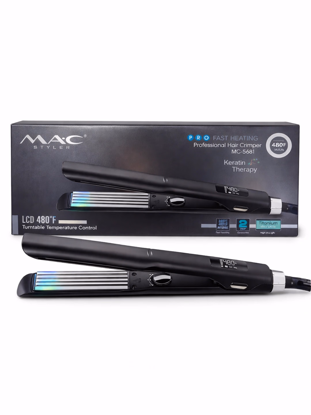 MAC Styler MC-5681: Soch gofre, ildiz hajmi, Ttitanium-keratin, LCD - 6