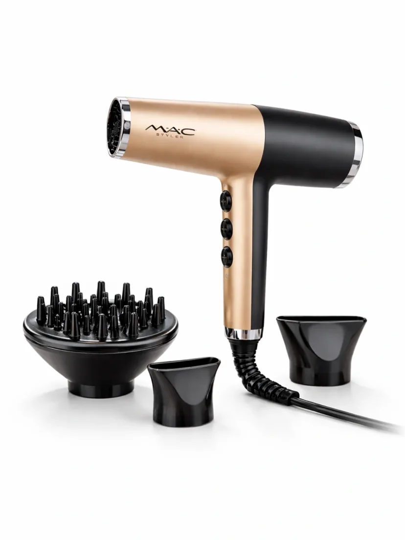 M·A·C STYLER MC-6810 hamyon filtri, 1800W, ionizatsiyali, nasadkalar bilan