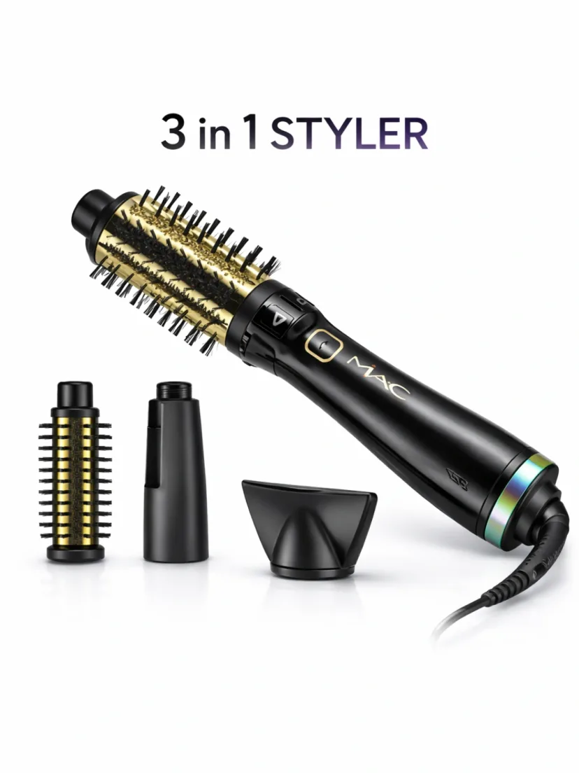 M·A·C STYLER MC-6722 3-funktsiyali fen-cho'tka, aylanuvchi nasadkali