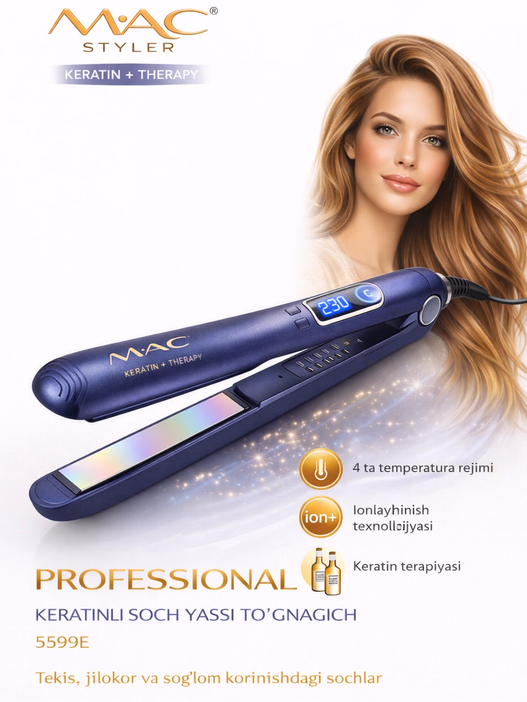 M·A·C STYLER MC-5599E soch tekislagich, keramik qoplama