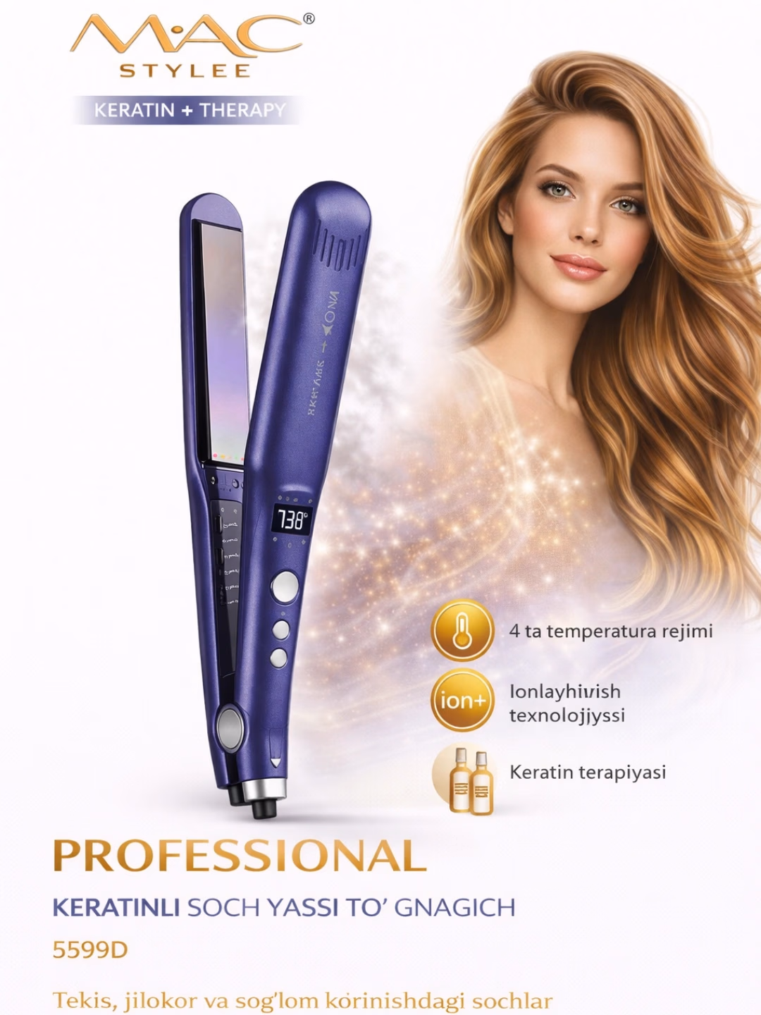 M·A·C STYLER MC-5599D Soch To'g'rilagich, Keramika, LED
