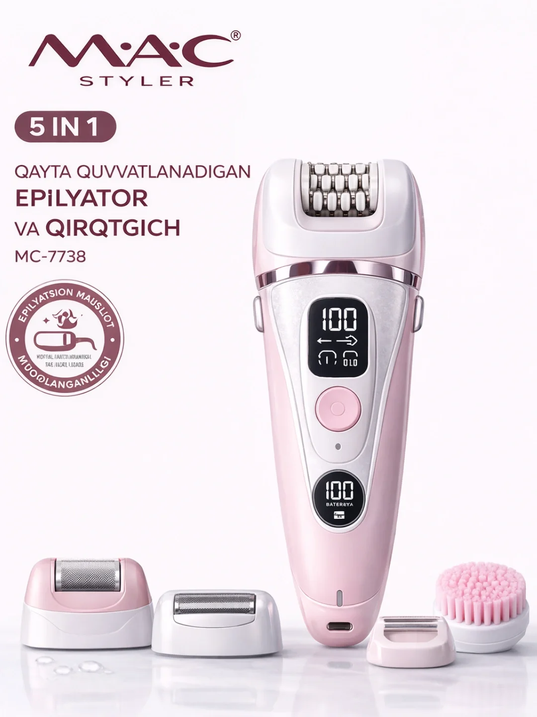 M·A·C STYLER MC-7738 5v1 Akkumulyatorli Epilyator Va Trimmer - Asosiy rasm