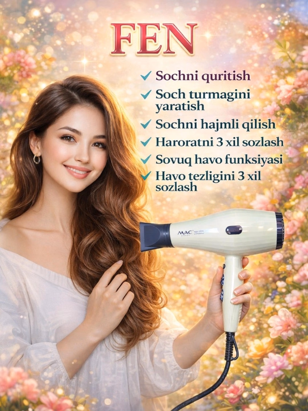 M·A·C STYLER MC-812 Professional Fen, Tez Quritish va Uslablash