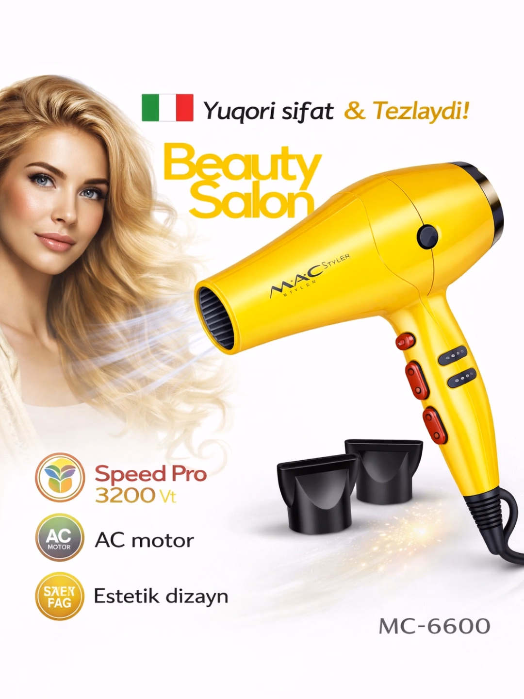 M·A·C STYLER MC-6600 Professional Fen 2200W Ionli