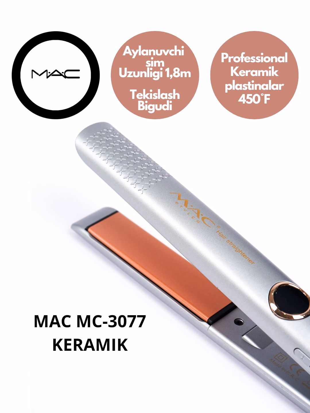 M·A·C STYLER MC-3077 Professional dazmol, displeyli va keramik qoplamali - 5