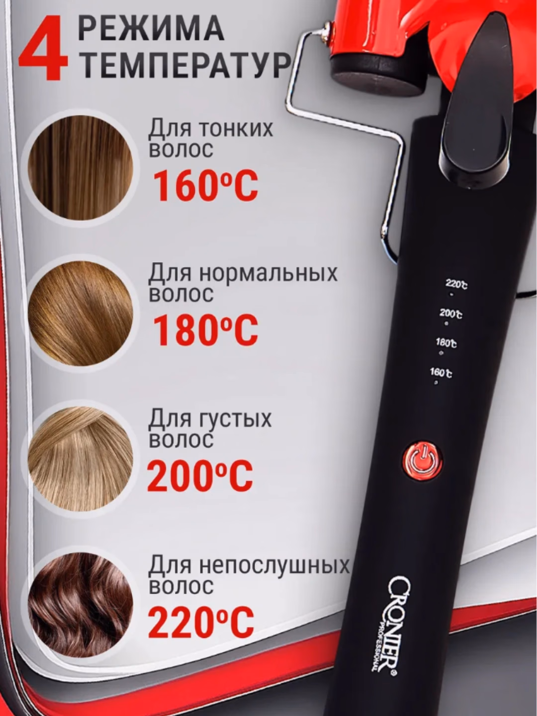 CRONIER 2042 Soch turmaklovchi, 5 to'lqinli, keramik, 60W - 6