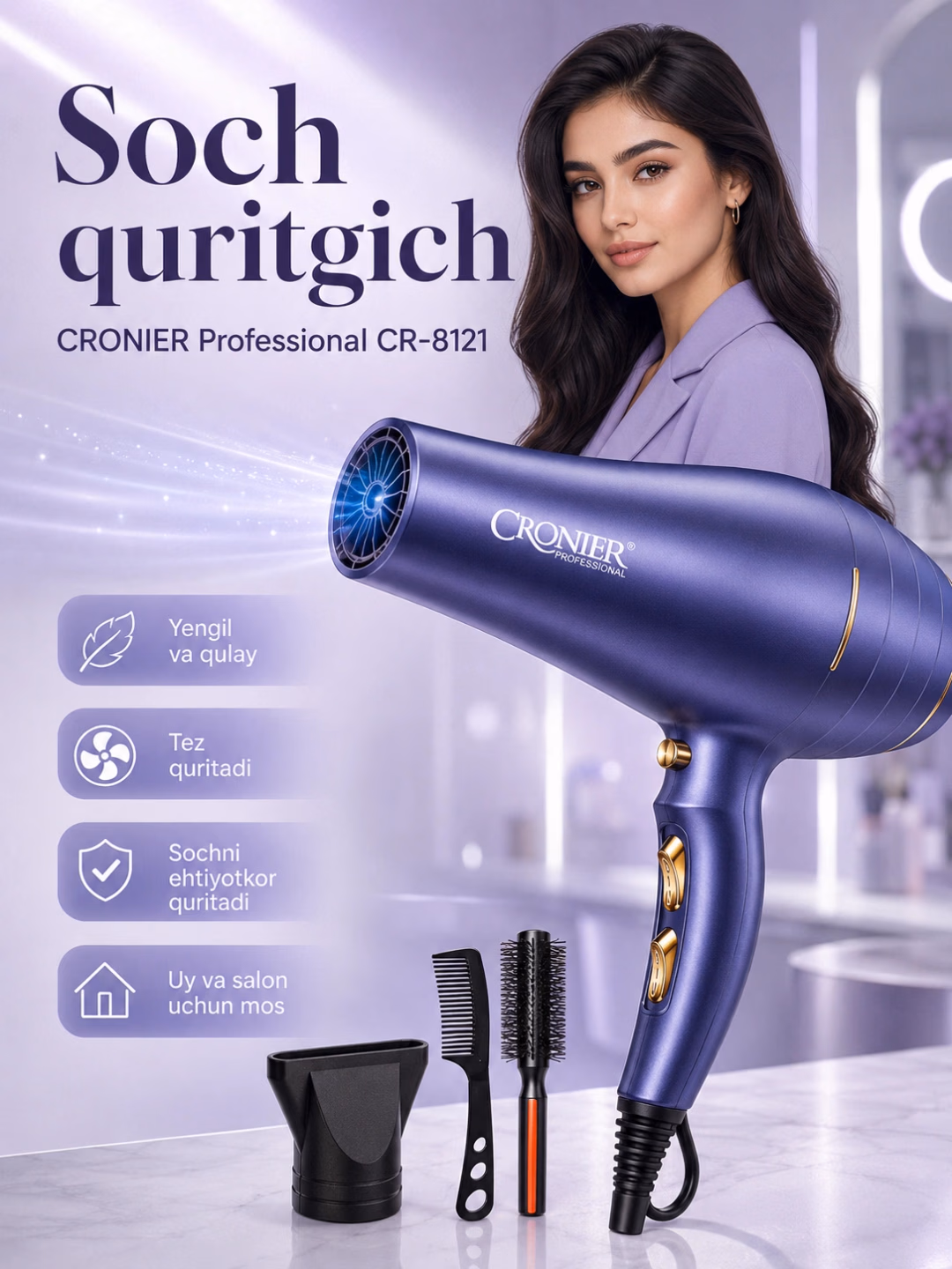 CRONIER CR-8121 Professional Fen, 7 smola - 2