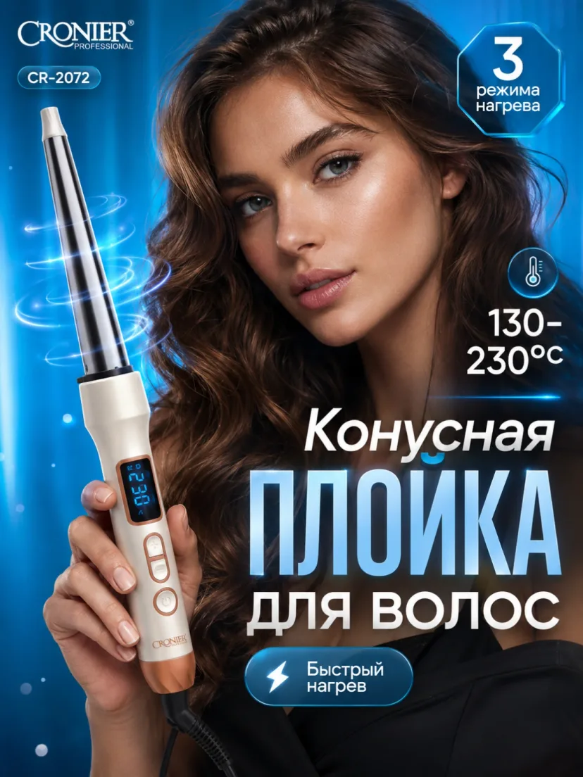 CRONIER CR-2072 konussimon ployka, 3 soat rejimi va displey bilan